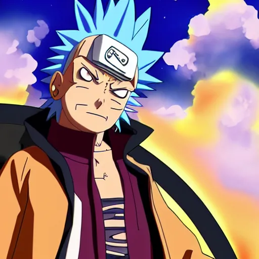 Image similar to Rick Sanchez in Naruto 4K detailed Digital art