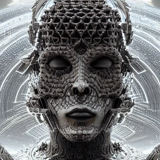 Prompt: cosmic deity with eyes made of interstellar star - gates and molten honeycomb structure, intricate detail, royo, whealan, giger, hd, 8 k, octane render, unreal engine,