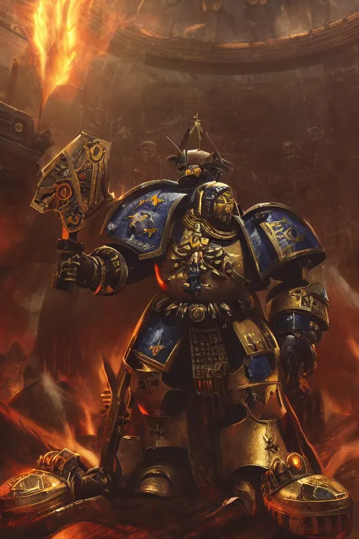 Image similar to warhammer 4 0 k horus heresy fanart - the primarchs emperor by johannes helgeson animated with vfx concept artist & illustrator global illumination ray tracing hdr fanart arstation zbrush central hardmesh 8 k octane renderer