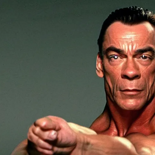 Image similar to jean-claude van Damme saluting