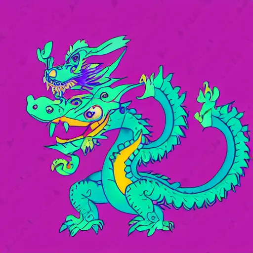 Prompt: very cute purple Chinese dragon with ai, disney, digital art