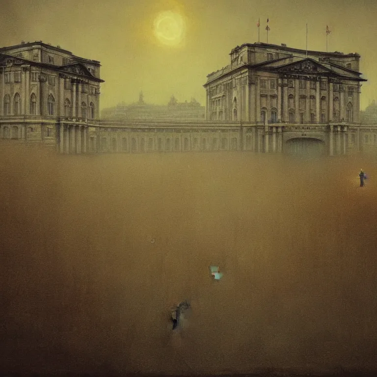 Image similar to buckingham palace, lovecraft, concept art by beksinski and jean delville, dramatic lighting, ultra hd, hdr, 8 k