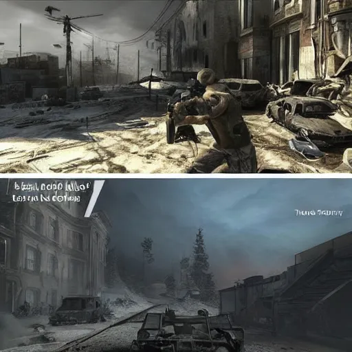 Image similar to xbox vs playstation, post apocalyptic, hd, unreal engine, cinematic