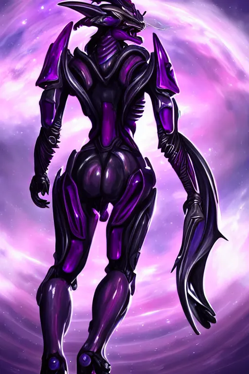 Prompt: backshot galactic hyperdetailed elegant beautiful stunning giantess anthropomorphic mecha hot sexy female dragon goddess, sharp spines, sharp metal ears, smooth purple eyes, smooth fuschia skin, silver armor, in space, epic proportions, epic scale, epic size, warframe destiny fanart, furry, dragon art, goddess art, giantess art, furaffinity, octane