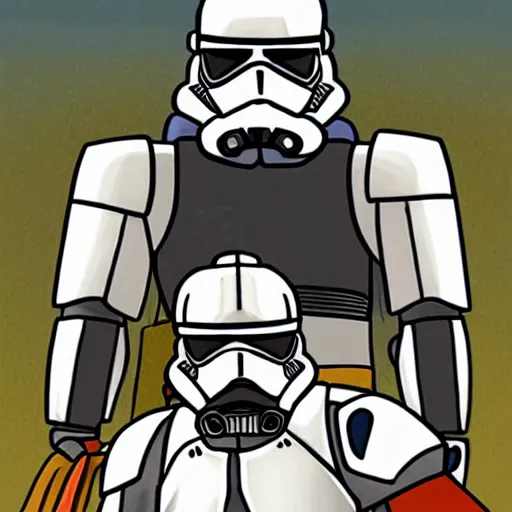 Image similar to a profile picture illustration of a samurai wearing a clone troopers helmet