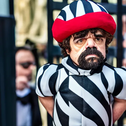 Image similar to peter dinklage dressed like the hamburglar, ( sony a 7 r iv, symmetric balance, polarizing filter, photolab, lightroom, 4 k, dolby vision, photography awardm, voque, perfect face )