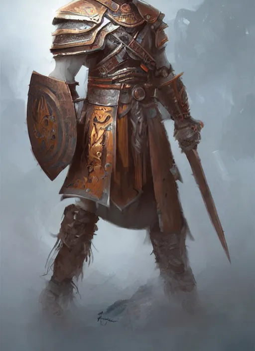 Image similar to warrior inspired a concept art Russian illustrator Roman Papsuev