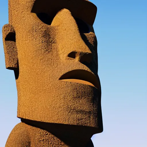 Image similar to worlds worst easter island statue with the face of Gru, nose of Gru, Gru of despicable me, soft lighting, crepuscular rays, realistic octane render, 8k, ultra detailed, concept art