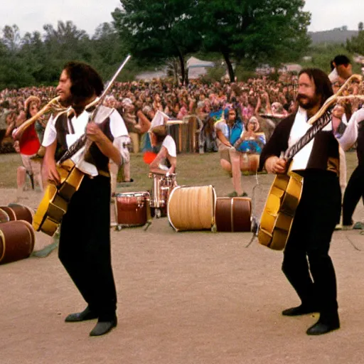 Prompt: cantina band performing at woodstock