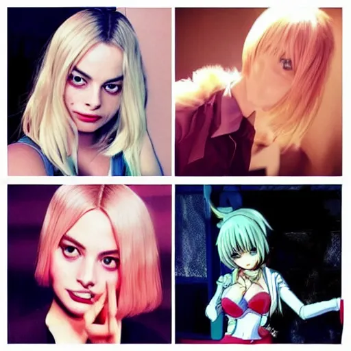 Prompt: margot robbie is an anime waifu