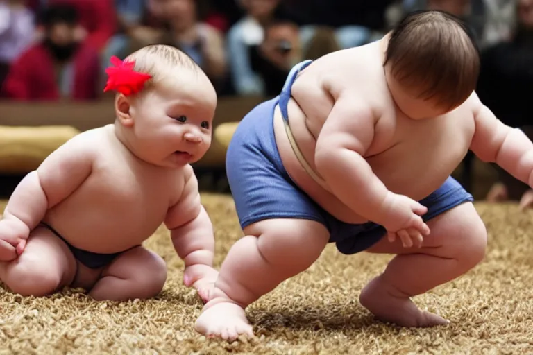 Image similar to babies sumo wrestling