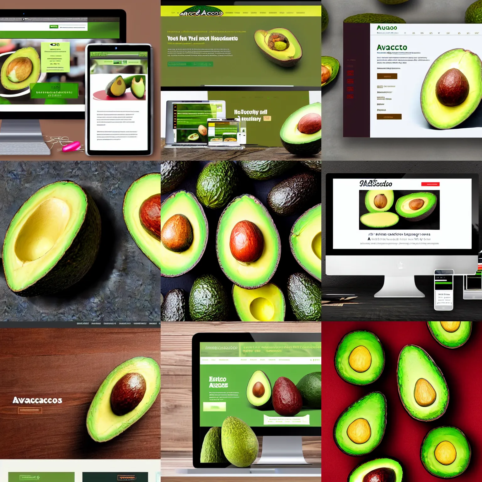 Prompt: a website design for a company that sells avocados