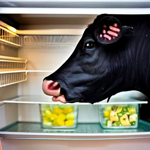 Image similar to an entire cow in the fridge