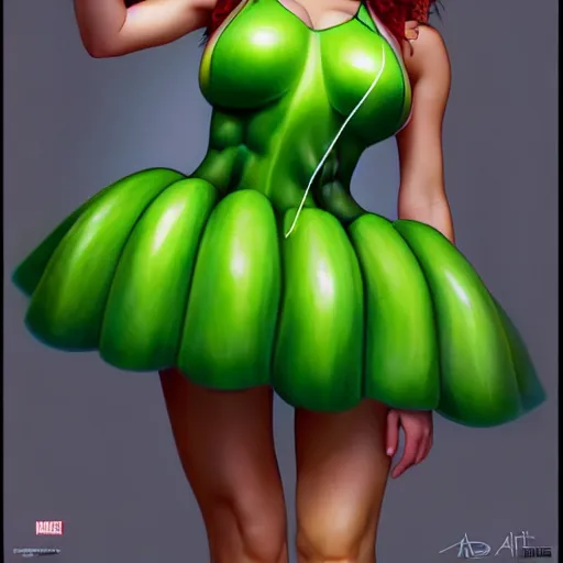 Prompt: granny smith apple costume worn by victoria justice, by artgerm, wlop. vastly enriched image quality. lucidly vivid. iridescentally detailed. extremely elegant and beautiful.