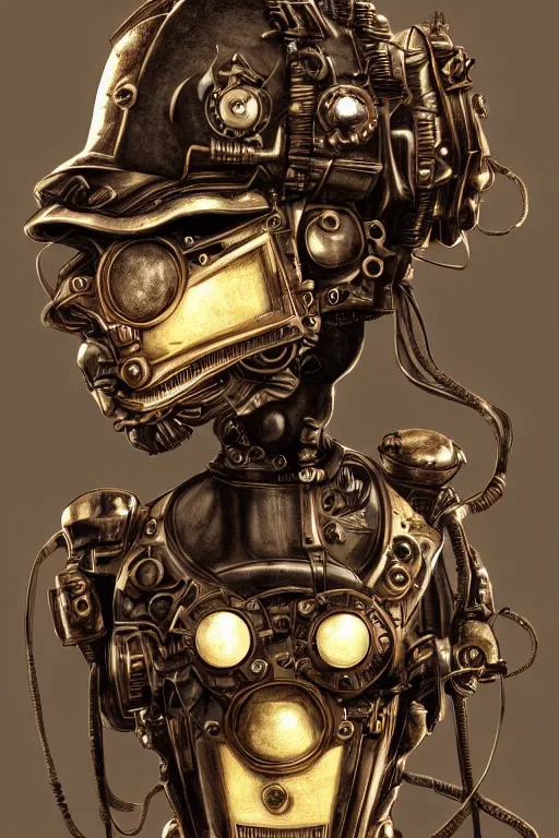 Image similar to steampunk helmet fantasy art mask robot ninja stylized digital illustration sharp focus, elegant intricate digital painting artstation concept art global illumination ray tracing advanced technology chaykin howard and campionpascale and cooke darwyn and davis jack