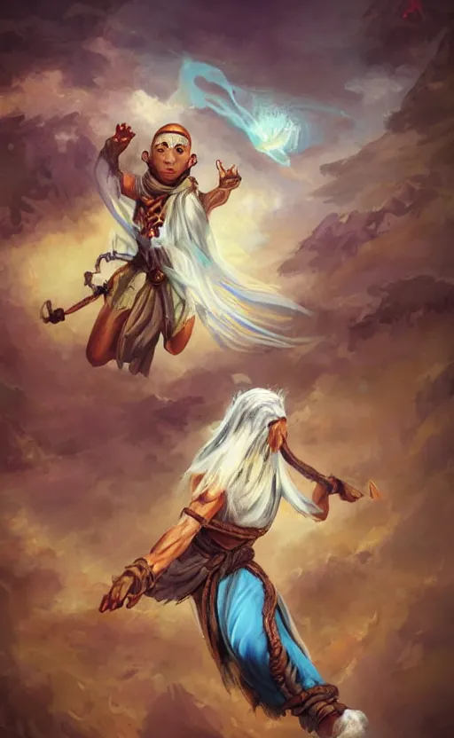 Prompt: air genasi monk, fantasy art