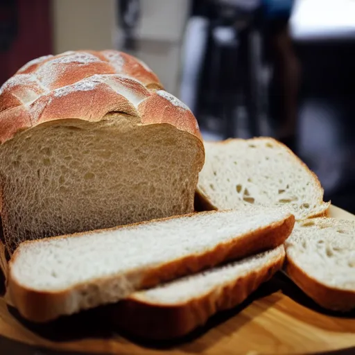 Prompt: photo of fresh bread styled like brad pitt, 8 k