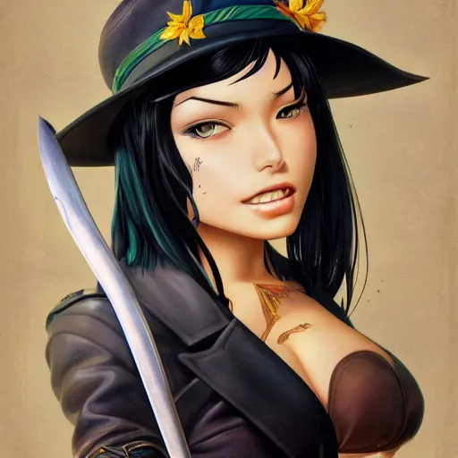 Image similar to a portrait nico robin by eiichiro oda, huang guangjian and gil elvgren and sachin teng, 4 k resolution, artstation, high detail, female body