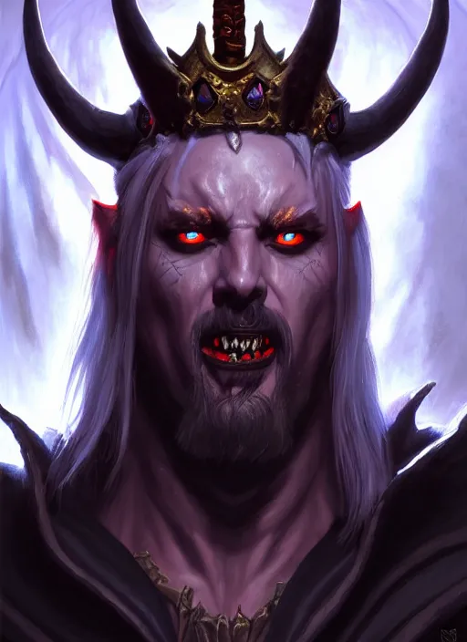 Prompt: a _ fantasy _ style _ portrait _ painting _ of demon king asmodeus, dnd, wicked, oil _ painting _ unreal _ 5 _ daz. _ rpg _ portrait _ extremely _ detailed _ artgerm _ greg _ rutkowski _ greg