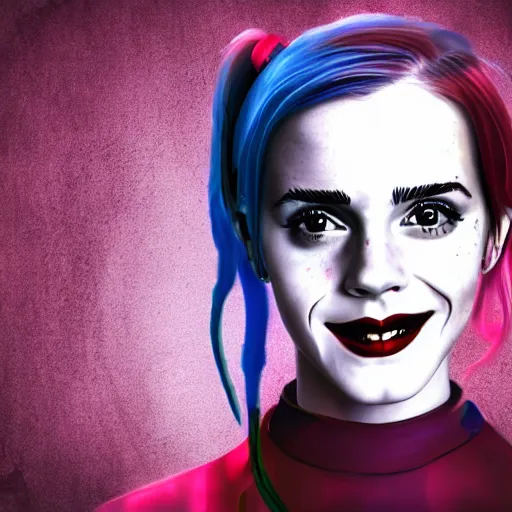 Prompt: emma watson harley quinn digital art