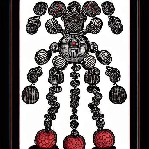 Image similar to intricate symmetrical art of fruit robot by go nagai