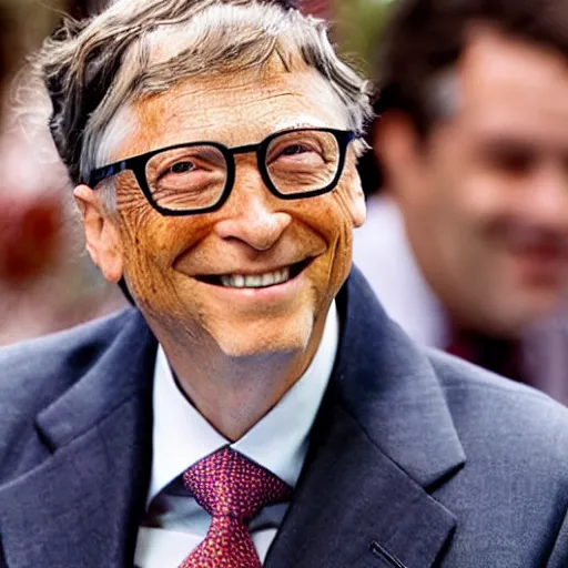 Image similar to bill gates enjoying a pepperoni pizza