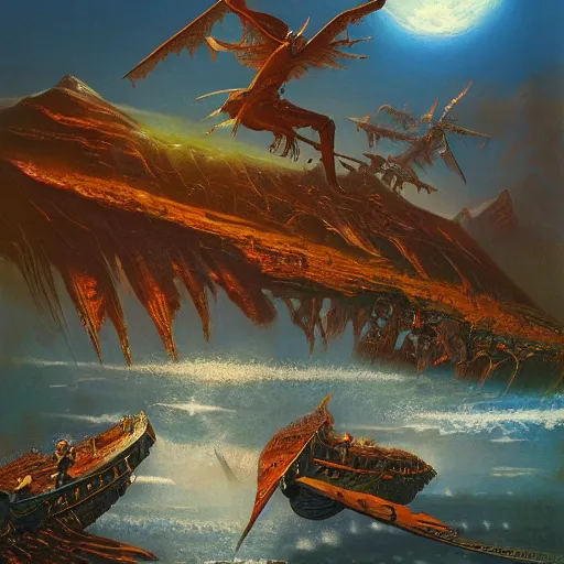 Image similar to ordinary horrendous deeds of the ordinary men in the style of bruce pennington and jeff easley, 8 k resolution