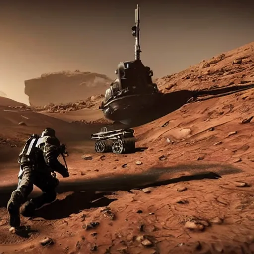 Prompt: new call of duty ps 5 game set on mars