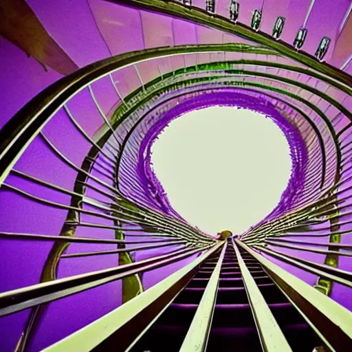 Image similar to pov your falling down an infinite purple staircase