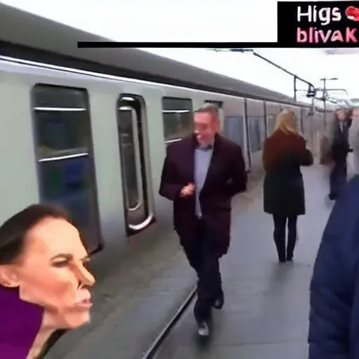 Prompt: barry's chuckle's wife ditches him at the train station, cctv footage, high resolution