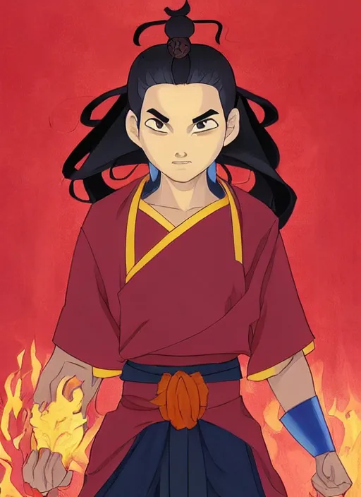 Image similar to the emperor of the fire nation, fire lord ozai, in the style of pixar's moana, anime girl, takeshi obata, art by artgerm and greg rutkowski and alphonse mucha, art by loish, wlop