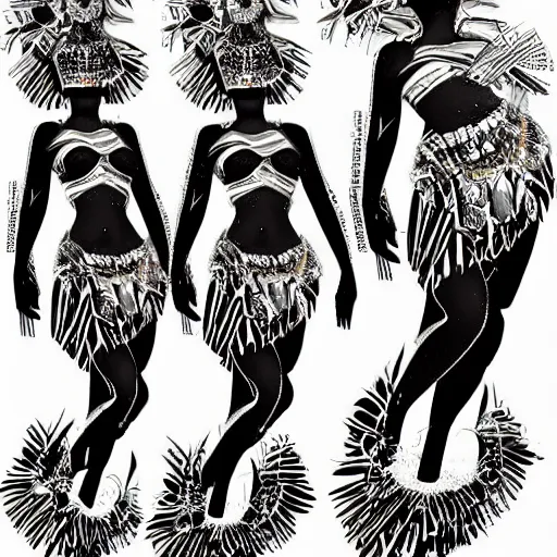 Prompt: a sketch drawing, brazilian carnival queen dance samba by gabo mendoza, trending on artstation