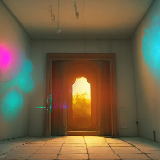 Prompt: opening a door into the ether, 4k, octane render, trending on art station, psychedelic, unreal engine 5