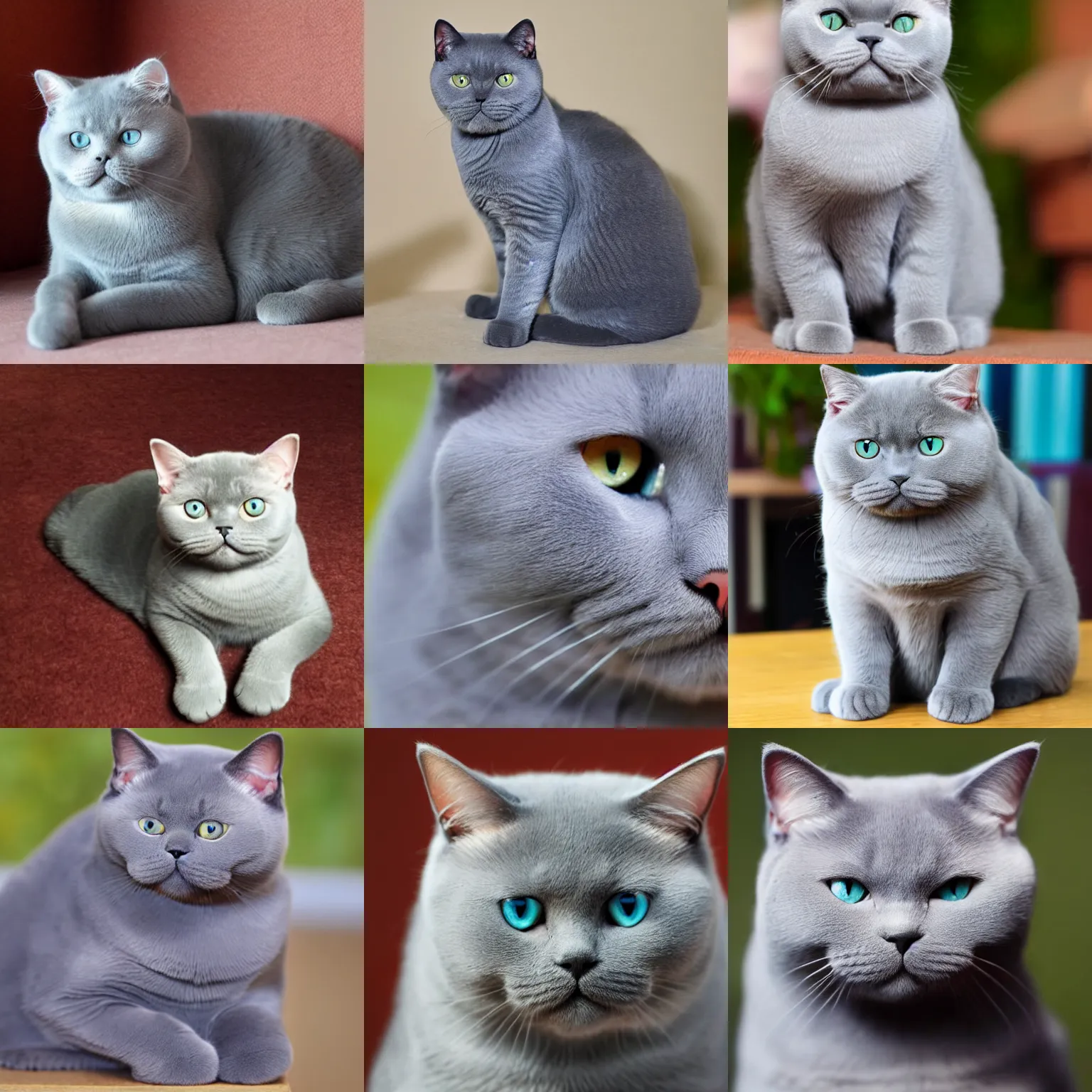 Prompt: A solid gold British blue shorthair cat