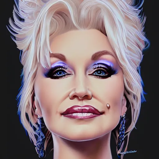 Image similar to Portrait of Dolly Parton ,intricate upper body, whole body, highly detailed, digital painting, artstation, concept art, smooth, sharp focus, illustration, art by Hajime Sorayama