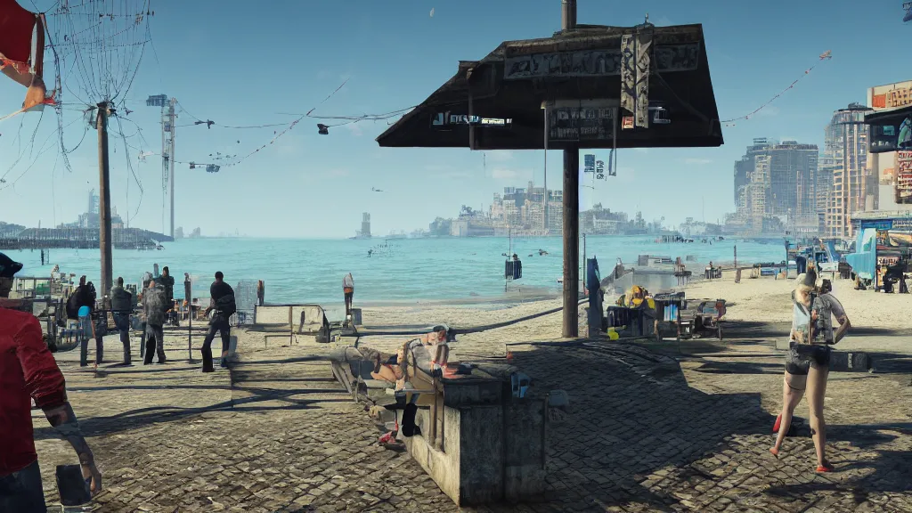 Image similar to Screenshot from Watchdogs at the beach