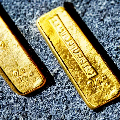 Image similar to a solid gold bar on a cafe table on a sunny day, f / 1. 9 6. 8 1 mm iso 4 0