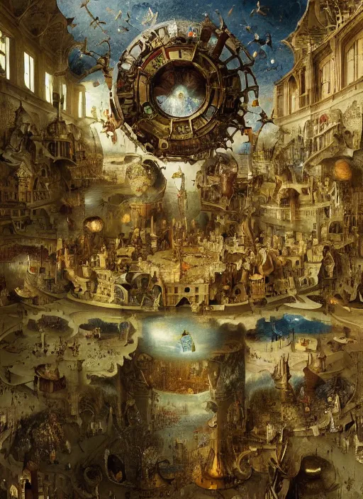 Image similar to the invention of time, modern fine art, fractal, intricate, elegant, highly detailed,, by jheronimus bosch and greg rutkowski,