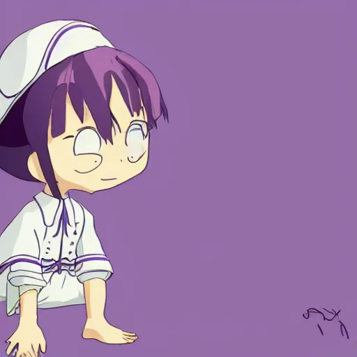 Prompt: cute little boy wearing an sailor suit, purple color palette, inspired in made in abyss and hirohiko araki, ray tracing