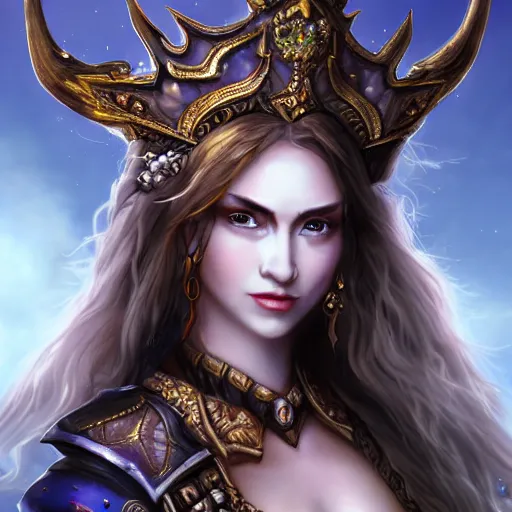 Image similar to fantasy videogame portrait of a beautiful goddess