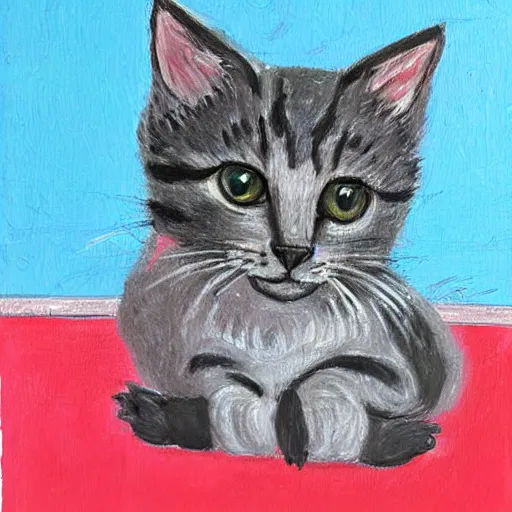 Prompt: detailed painting of a little cat alone on a big stage wide angle