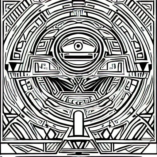 Image similar to retrofuture in the Aztec civilization, line vector Art