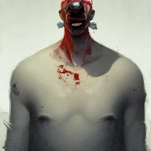 Image similar to portrait of character with his nose ripped off with his nose ripped off with his nose ripped off with his nose ripped off with his nose ripped off with his nose ripped off with his nose ripped off, by Greg rutkowski