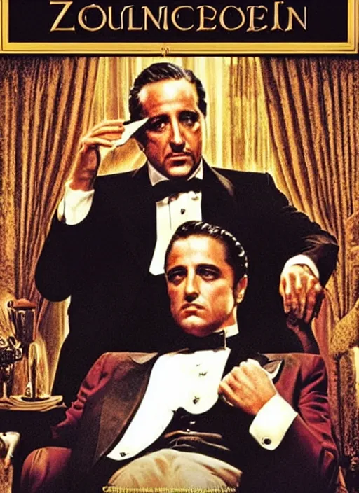 Image similar to dvd box art for the godfather 4 a zucker brothers comedy