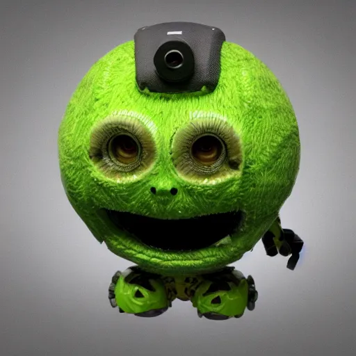 Prompt: high quality 3 d render cyberpunk very tennis ball monster highly detailed, unreal engine cinematic smooth, in the style of blade runner &, basil gogos, chalk, low angle, uhd 8 k, sharp focus, illustrated by basil gogos