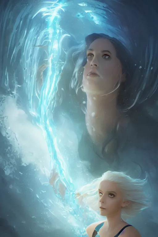 Image similar to portrait of arielle the mermaid with doc brown face in water, medium shot, disney animation, sharp, illustration, sharp, fanart, anime key art by greg rutkowski, bloom, dramatic lighting sharp focus, cinematic, artbook, smooth, centered