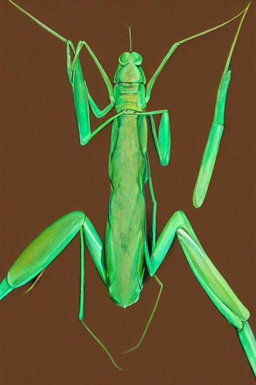 Image similar to praying mantis, by lucy arnold
