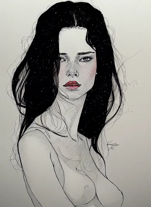Prompt: a portrait of amber by kaethe butcher and moebius
