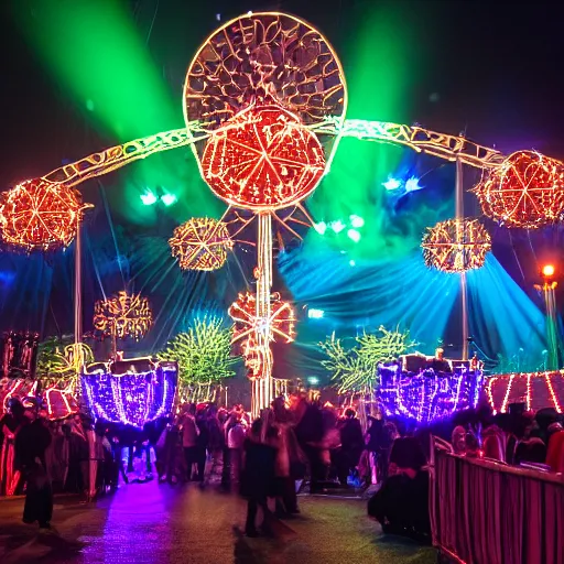 Image similar to a night Victorian circus shining with thousands of lights