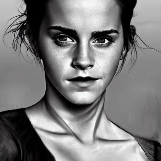 Prompt: Very funny Emma Watson looking like a monkey, colorful painting on grey scale face, powerful , magic, thunders, dramatic lighting, intricate, wild, highly detailed, digital painting, artstation, concept art, smooth, sharp focus, illustration, art by artgerm and greg rutkowski and alphonse mucha, footage